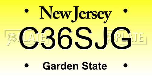 C36SJG New Jersey License Plate