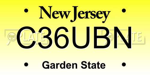 C36UBN New Jersey License Plate