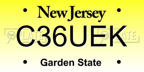 C36UEK New Jersey License Plate
