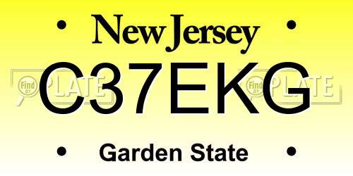 C37EKG New Jersey License Plate