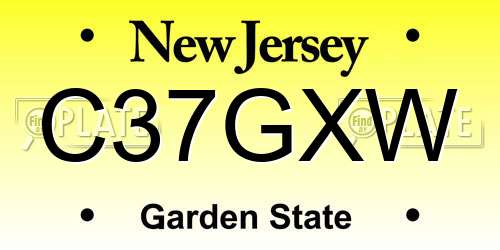 C37GXW New Jersey License Plate