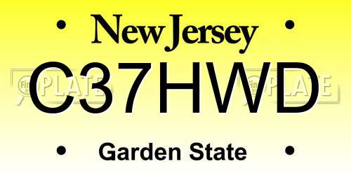 C37HWD New Jersey License Plate