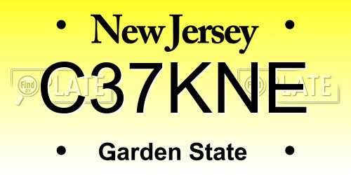 C37KNE New Jersey License Plate