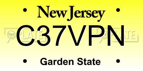 C37VPN New Jersey License Plate