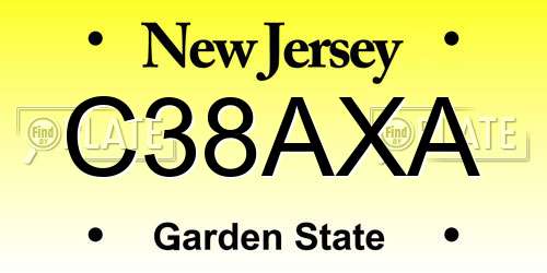 C38AXA New Jersey License Plate