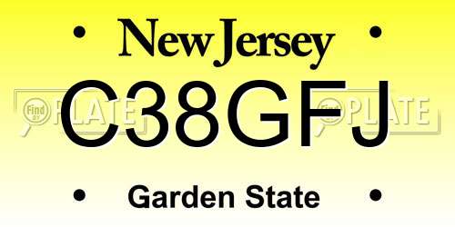C38GFJ New Jersey License Plate