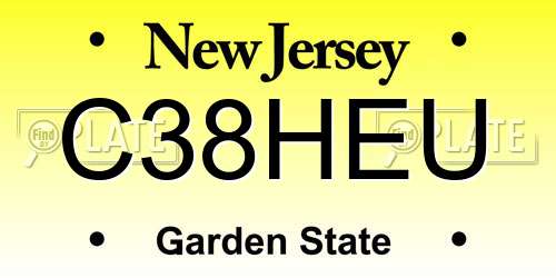 C38HEU New Jersey License Plate