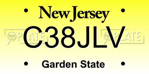 C38JLV New Jersey License Plate