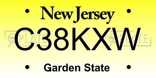 C38KXW New Jersey License Plate