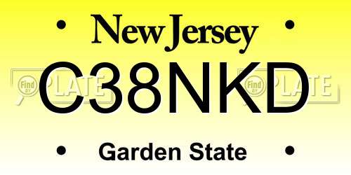 C38NKD New Jersey License Plate