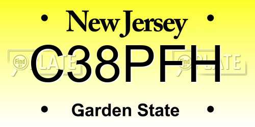 C38PFH New Jersey License Plate