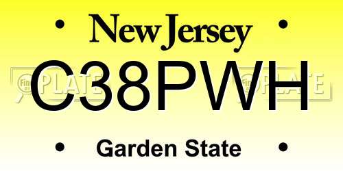 C38PWH New Jersey License Plate