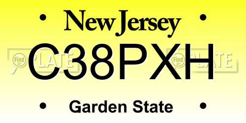 C38PXH New Jersey License Plate
