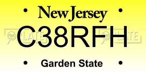 C38RFH New Jersey License Plate
