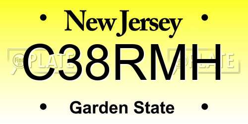 C38RMH New Jersey License Plate