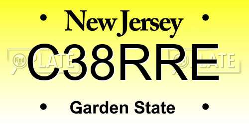 C38RRE New Jersey License Plate