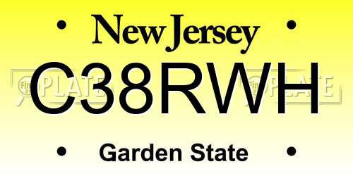C38RWH New Jersey License Plate