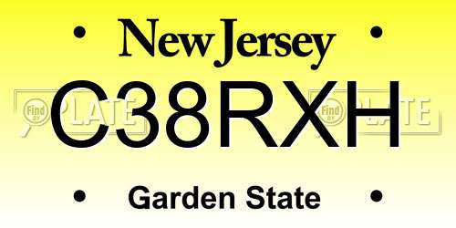 C38RXH New Jersey License Plate