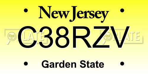 C38RZV New Jersey License Plate