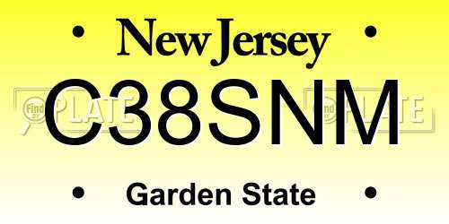 C38SNM New Jersey License Plate