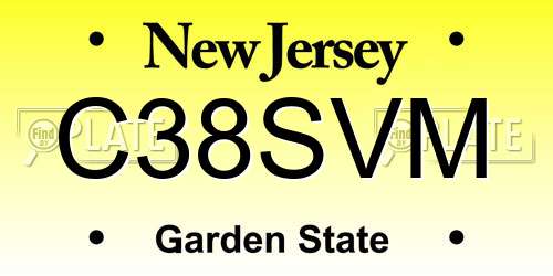C38SVM New Jersey License Plate