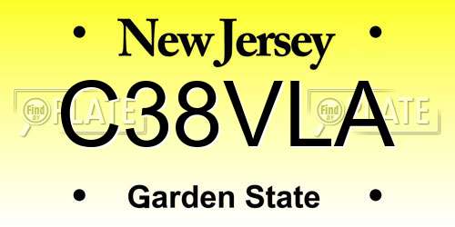 C38VLA New Jersey License Plate