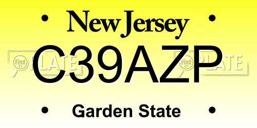 C39AZP New Jersey License Plate