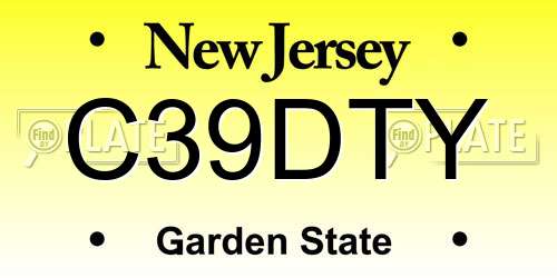 C39DTY New Jersey License Plate