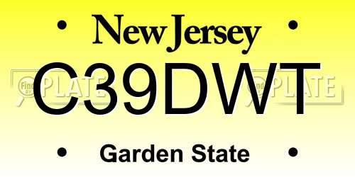C39DWT New Jersey License Plate