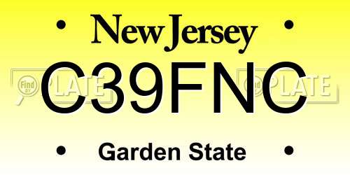 C39FNC New Jersey License Plate