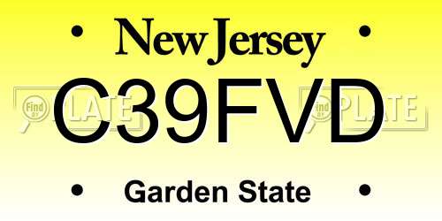C39FVD New Jersey License Plate