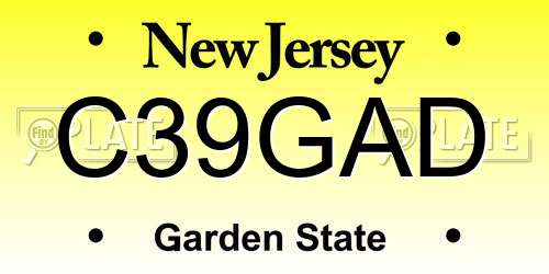 C39GAD New Jersey License Plate