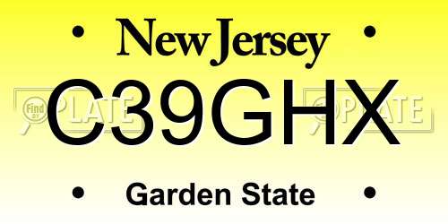 C39GHX New Jersey License Plate