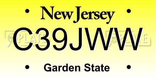 C39JWW New Jersey License Plate