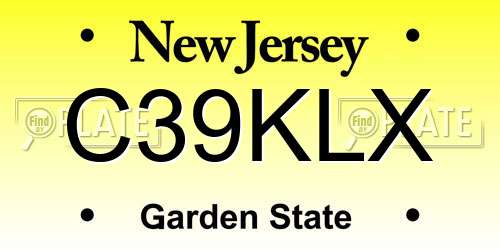 C39KLX New Jersey License Plate