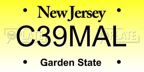 C39MAL New Jersey License Plate