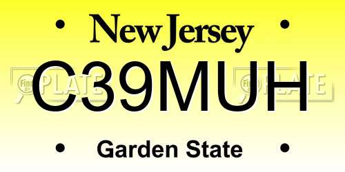 C39MUH New Jersey License Plate