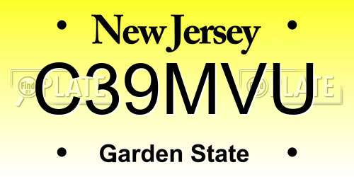 C39MVU New Jersey License Plate