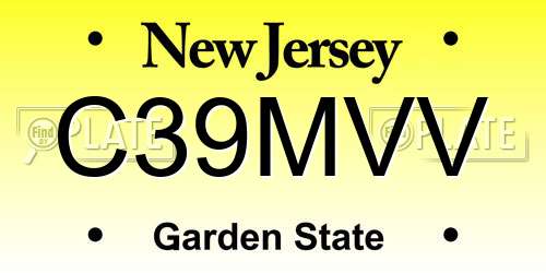 C39MVV New Jersey License Plate