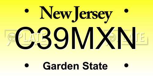 C39MXN New Jersey License Plate