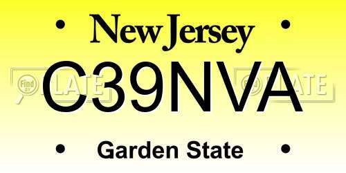 C39NVA New Jersey License Plate