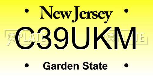 C39UKM New Jersey License Plate