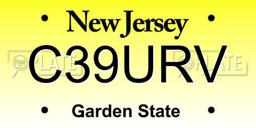 C39URV New Jersey License Plate