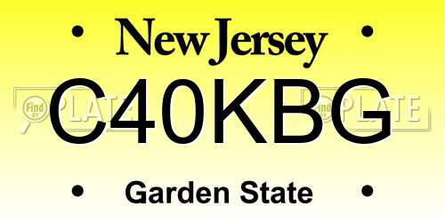 C40KBG New Jersey License Plate