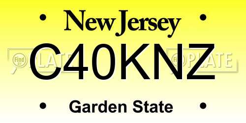 C40KNZ New Jersey License Plate
