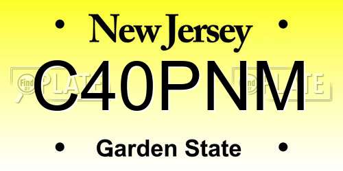 C40PNM New Jersey License Plate