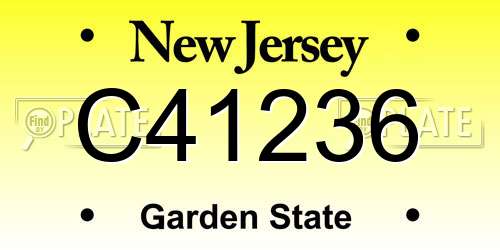 C41236 New Jersey License Plate