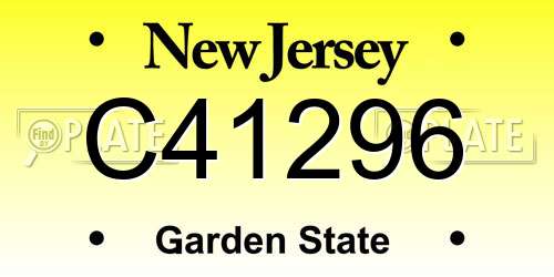 C41296 New Jersey License Plate
