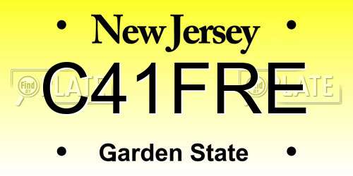 C41FRE New Jersey License Plate