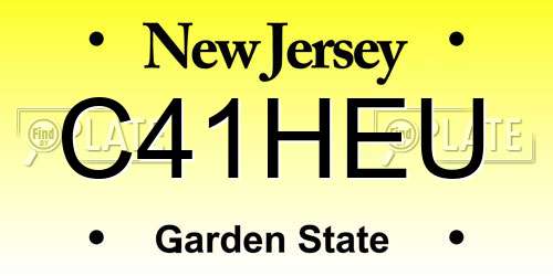 C41HEU New Jersey License Plate